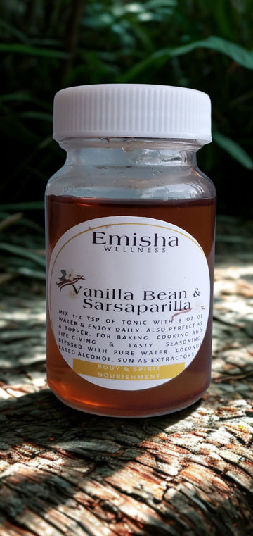 Try our unique and delicious synergistic combination of Vanilla Bean and Sarsaparilla extracts. This is a lovely and balanced combo of sweet & spicy flavor sensations. With the two together, each taste shares a glimpse of the abundance from both African and American continents. Both are with legendary & sought after for daily living, cooking, baking, medicinal uses and healing presence they add to any environment. 

Pure aged extract of both Vanilla Beans and Sarsaparilla. This is pictured here